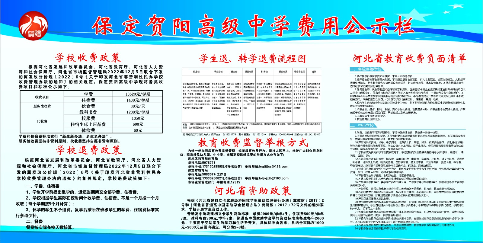 [图文]贺阳高级中学费用项目、标准及相关政策